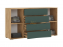 Комод 2 двери 4 ящика (1600) Изумрудный, Дуб крафт