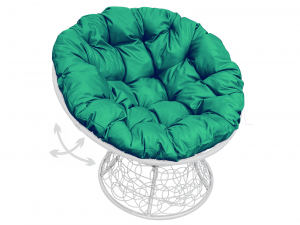 Кресло Папасан пружинка с ротангом зелёная подушка