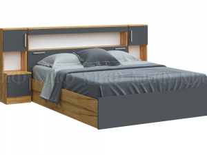 Кровать с надстройкой с тумбами Бася Миф Графит