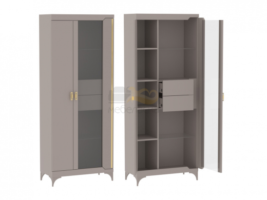 Пенал со стеклом широкий Сиде Мокко