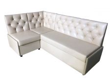 Угловой диван Призма со стяжками белый со спальным местом