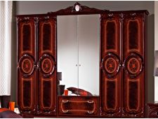 Шкаф 6-и дверный с зеркалами Роза могано глянец